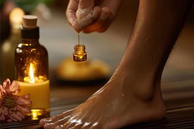 massage des pieds pour bien dormir avec huiles essentielles
